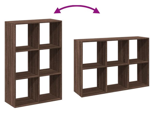 barna tölgy szerelt fa elválasztó könyvespolc 69,5x29x103,5 cm