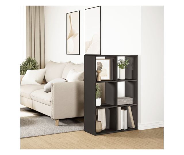 fekete szerelt fa térelválasztó könyvespolc 69,5x29x103,5 cm