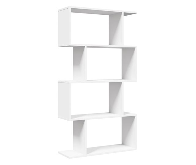 4 szintes fehér szerelt fa elválasztó könyvespolc 70x24x129 cm