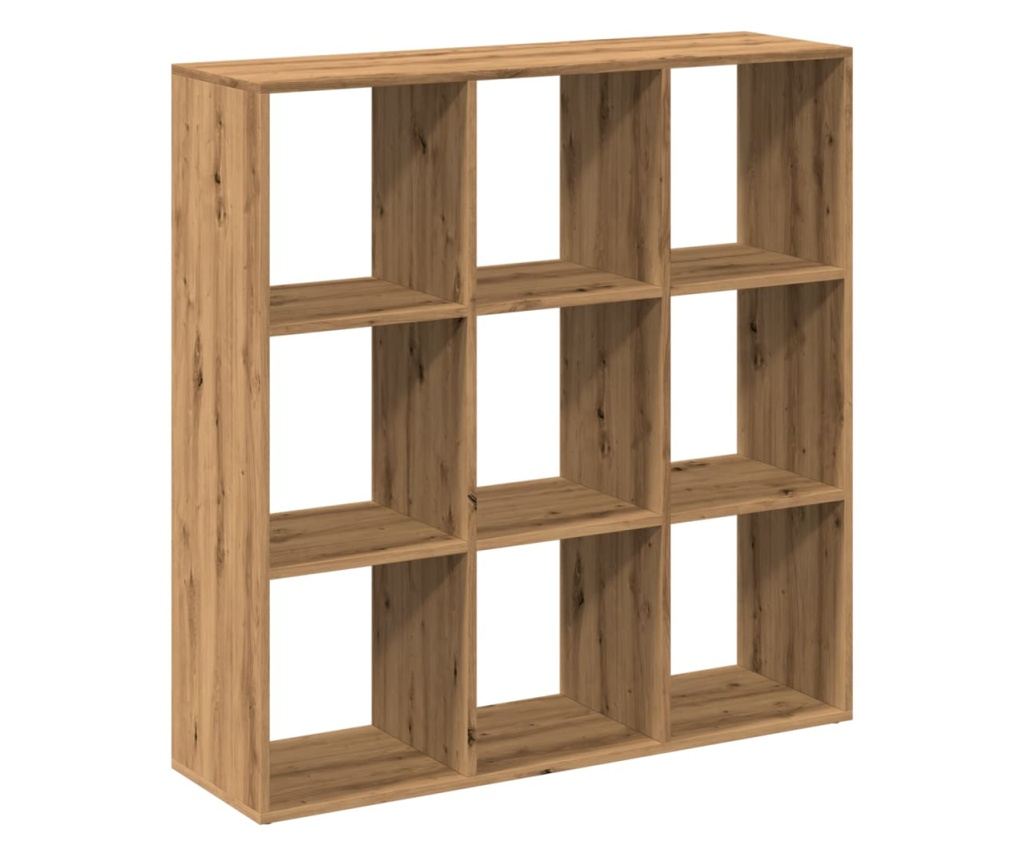 kézműves tölgy színű fa elválasztó könyvespolc 102x29x103,5 cm - 7