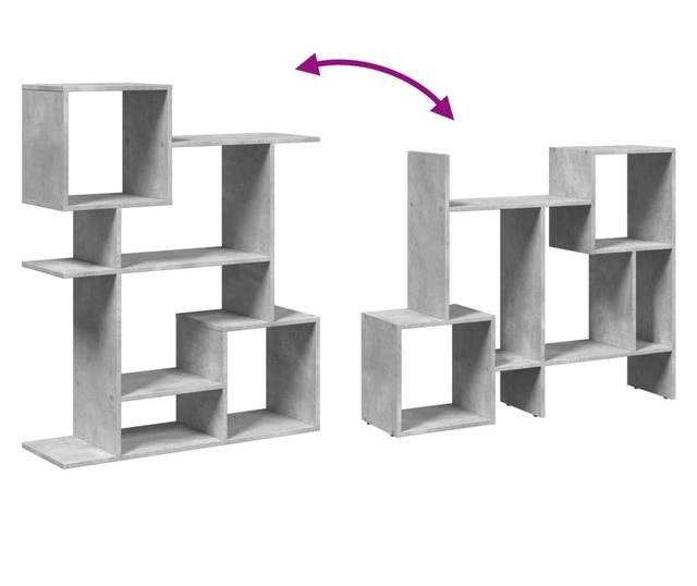 betonszürke szerelt fa elválasztó könyvespolc 92x29x112 cm