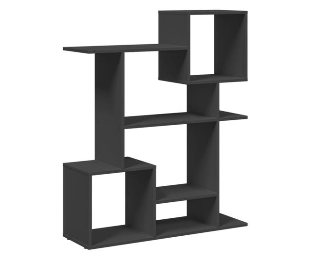 fekete szerelt fa térelválasztó könyvespolc 92x29x112 cm