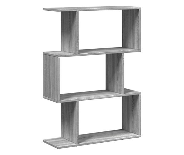 3 szintes szürke sonoma fa elválasztó könyvespolc 70x24x97 cm