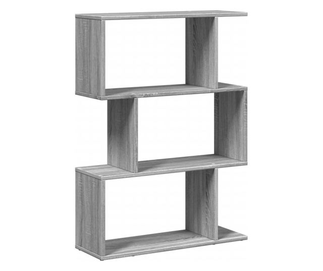 3 szintes szürke sonoma fa elválasztó könyvespolc 70x24x97 cm