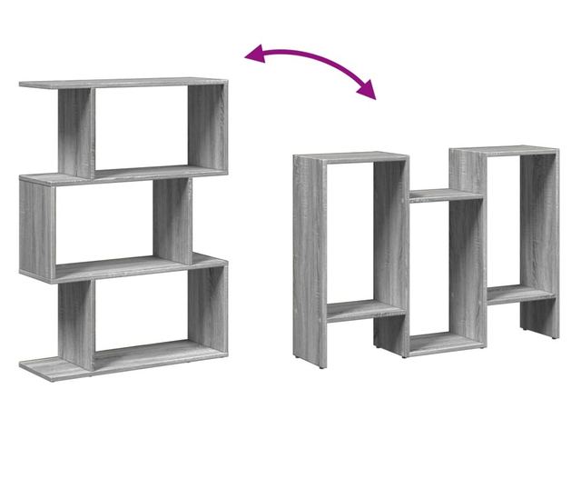 3 szintes szürke sonoma fa elválasztó könyvespolc 70x24x97 cm