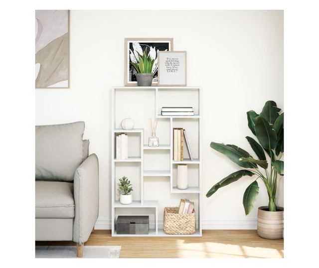 fehér szerelt fa könyvespolc 72 x 20 x 120 cm