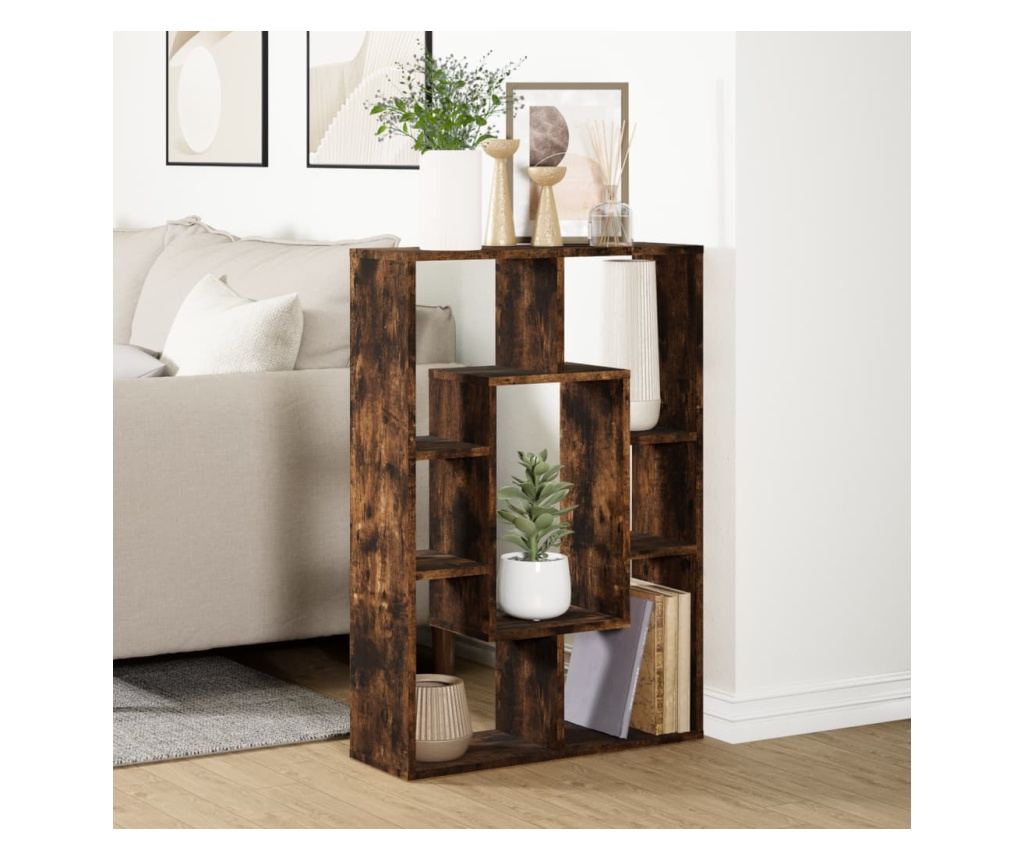 füstös tölgy színű szerelt fa könyvespolc 63 x 20 x 90 cm - 4