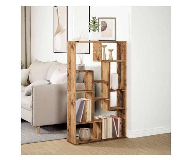 antik fa színű szerelt fa könyvszekrény 72 x 20 x 120 cm