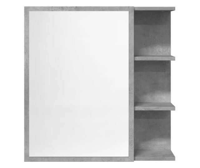 betonszürke szerelt fa tükrös fürdőszobaszekrény 62,5x20,5x64cm