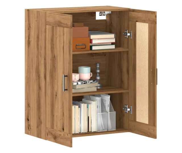 kézműves tölgy színű szerelt fa tálalószekrény 69,5x34x90 cm