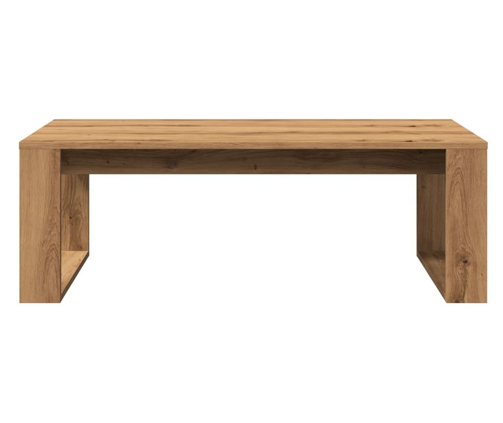 kézműves tölgy színű szerelt fa dohányzóasztal 102 x 50 x 35 cm - 4