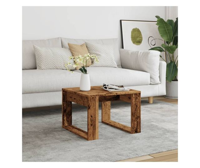 antik fa színű szerelt fa kisasztal 50 x 50 x 35 cm