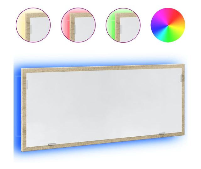 sonoma tölgy szerelt fa LED-es fürdőszobatükör 100x8,5x37 cm