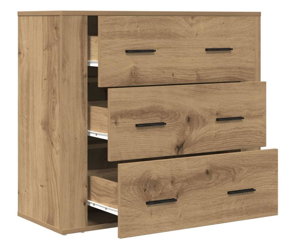 kézműves tölgy színű szerelt fa tálalószekrény 80 x 33 x 70 cm - 4