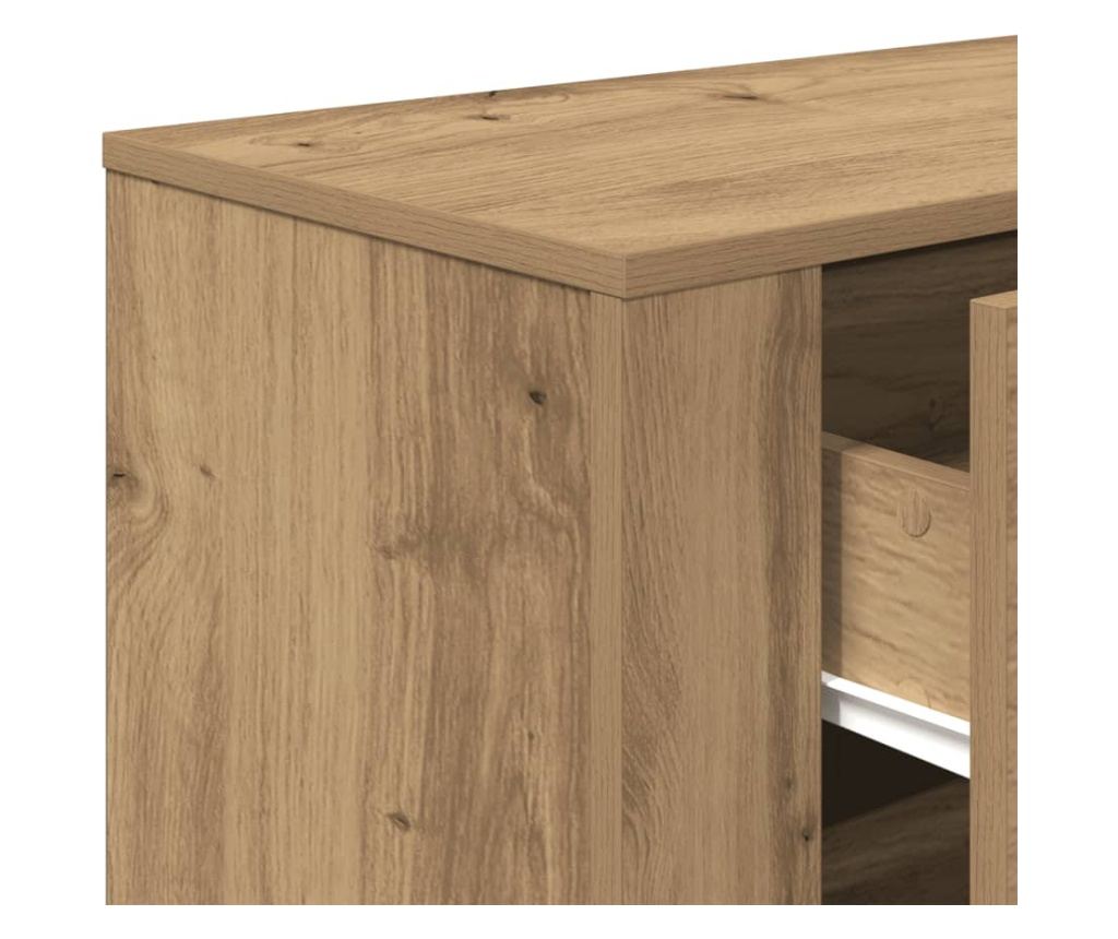 kézműves tölgy színű szerelt fa tálalószekrény 80 x 33 x 70 cm - 8