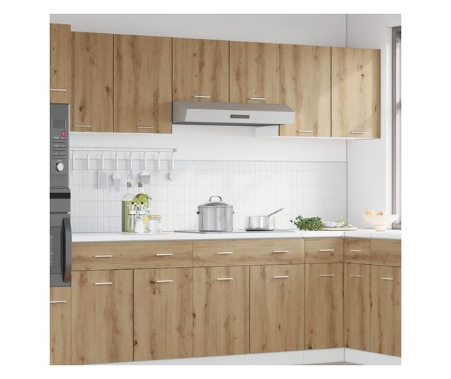 kézműves tölgy színű szerelt fa függőszekrény 80x31x60 cm