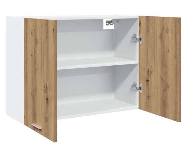 kézműves tölgy színű szerelt fa függőszekrény 80x31x60 cm