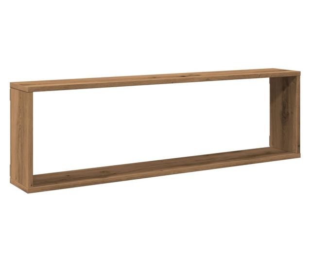 4 db kézműves tölgyszínű szerelt fa fali kockapolc 100x15x30 cm