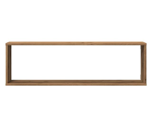 4 db kézműves tölgyszínű szerelt fa fali kockapolc 100x15x30 cm