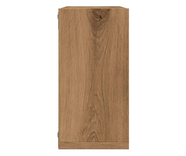 2 db kézműves tölgyszínű szerelt fa fali kockapolc 30x15x30 cm