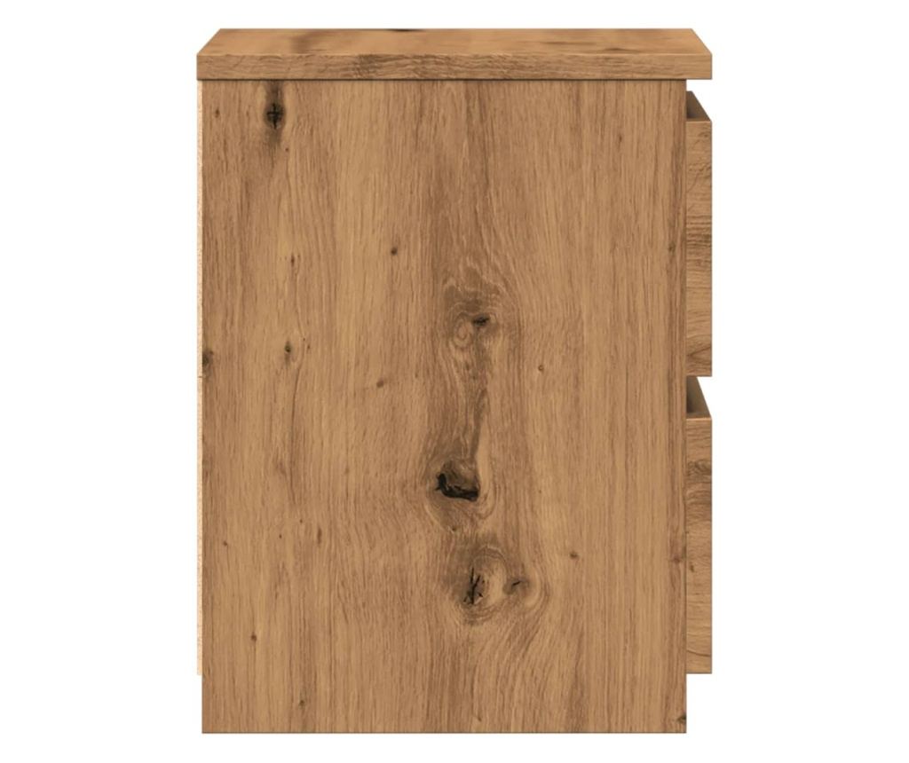 kézműves tölgy színű szerelt fa éjjeliszekrény 30 x 30 x 40 cm - 5