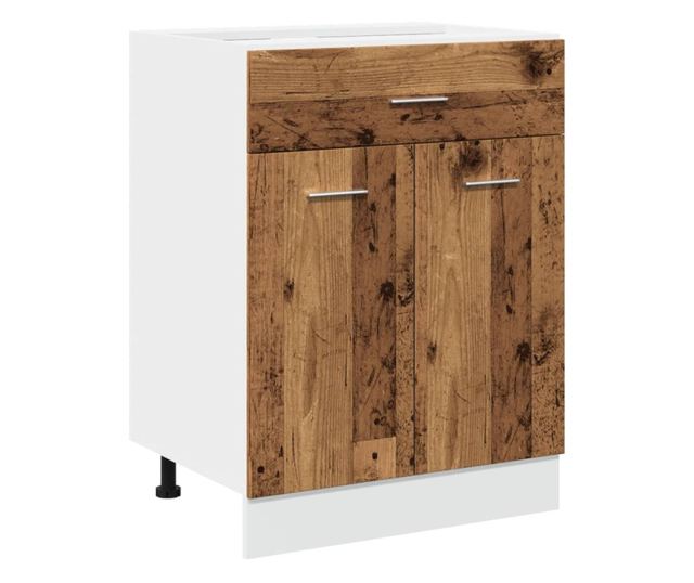 antik fa színű szerelt fa fiókos alsószekrény 60 x 46 x 81,5 cm