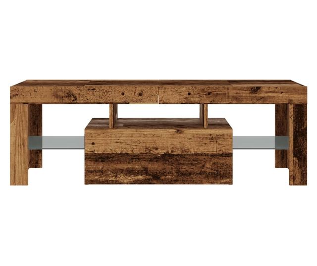 antik fa színű szerelt fa TV-szekrény LED-ekkel 120x36,5x40 cm