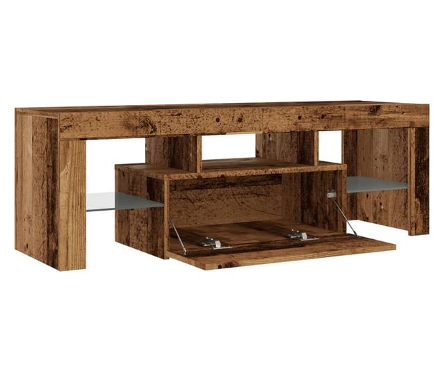 antik fa színű szerelt fa TV-szekrény LED-ekkel 120x36,5x40 cm