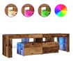 antik fa színű szerelt fa TV-szekrény LED-ekkel 140x36,5x40 cm