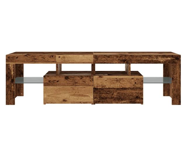 antik fa színű szerelt fa TV-szekrény LED-ekkel 140x36,5x40 cm