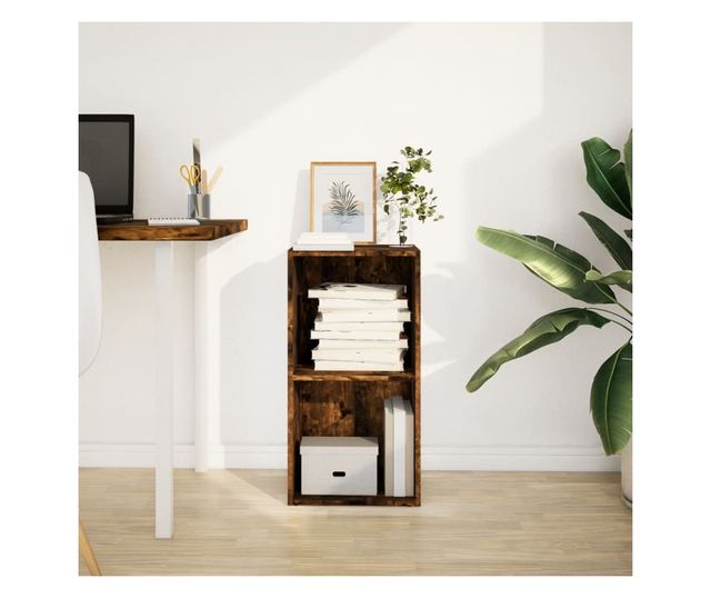 füstös tölgy színű szerelt fa könyvespolc 40 x 30 x 77 cm