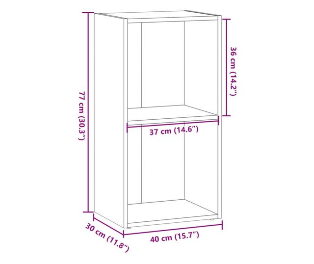 füstös tölgy színű szerelt fa könyvespolc 40 x 30 x 77 cm