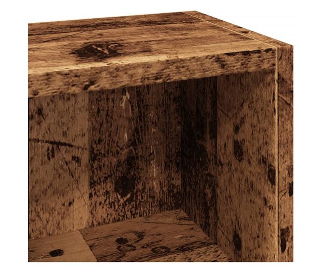 2 db antik fa színű szerelt fa CD-tartó szekrény 21x16x93,5 cm