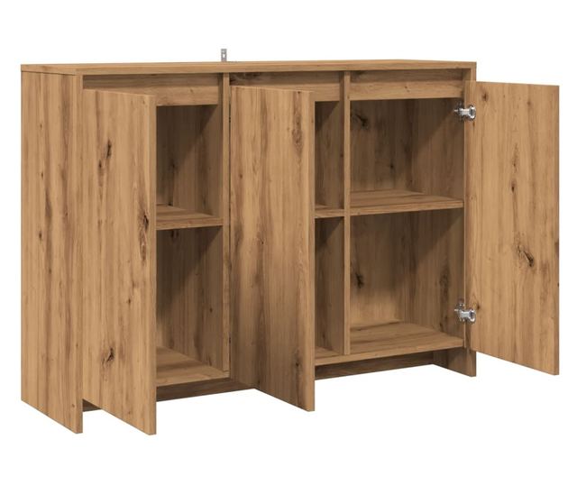 kézműves tölgy színű szerelt fa tálalószekrény 102 x 33 x 75 cm