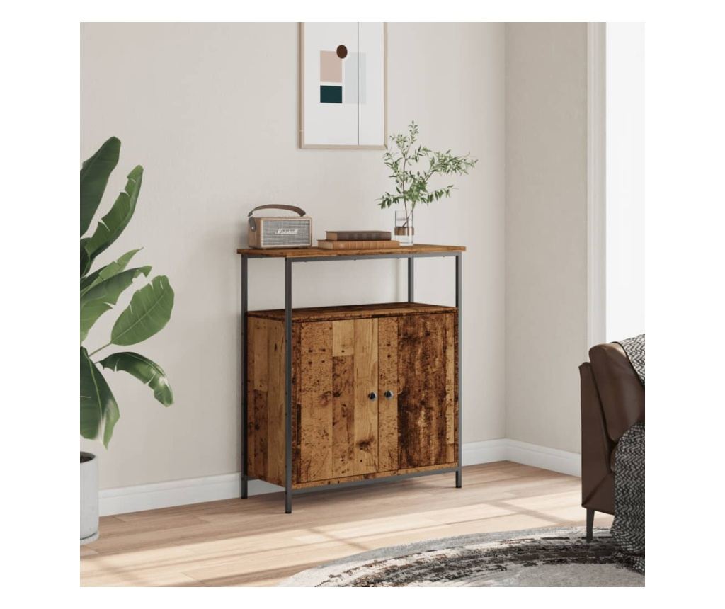 antik fa színű szerelt fa tálalószekrény 70 x 30 x 80 cm - 3