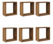 6 db antik fa színű szerelt fa fali kockapolc 30x15x30 cm