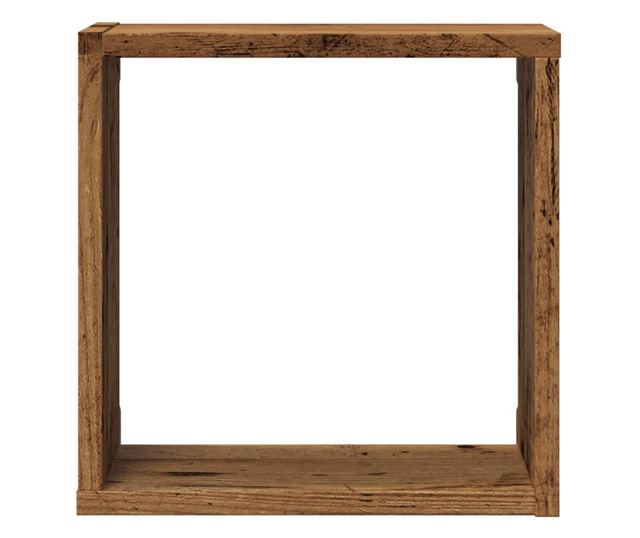 6 db antik fa színű szerelt fa fali kockapolc 30x15x30 cm