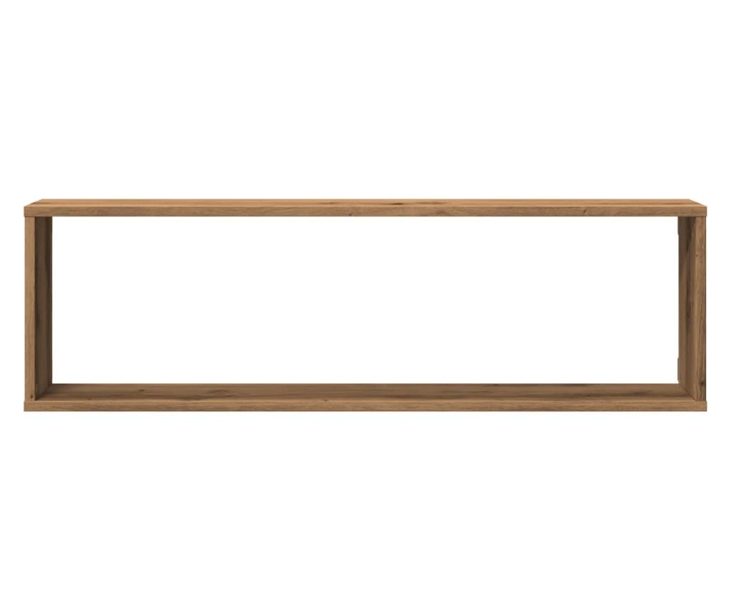 2 db kézműves tölgyszínű szerelt fa fali kockapolc 100x15x30 cm - 5