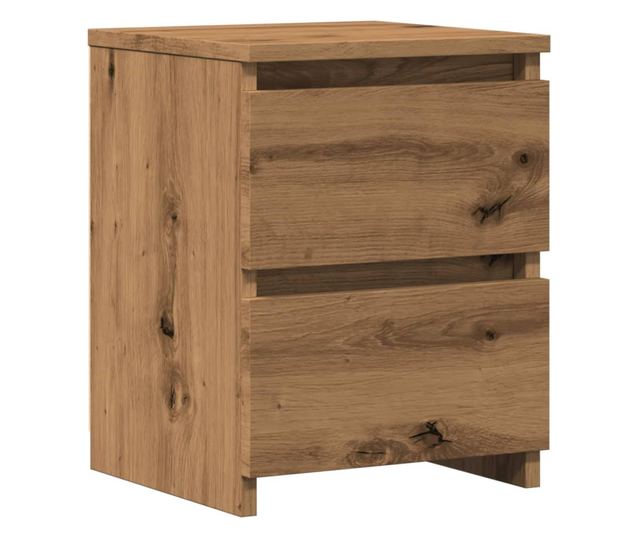 2 db kézműves tölgy színű szerelt fa éjjeliszekrény 30x30x40 cm