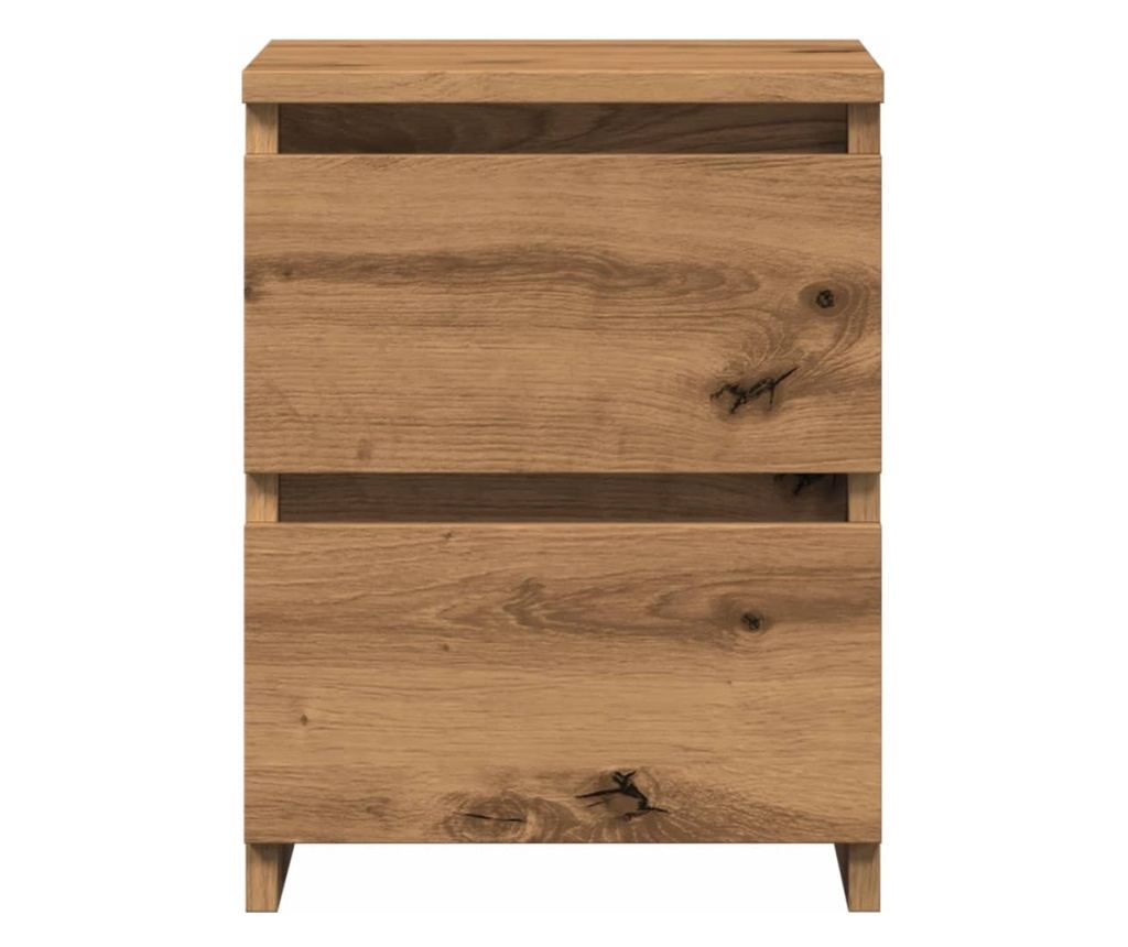 kézműves tölgy színű szerelt fa éjjeliszekrény 30 x 30 x 40 cm - 4