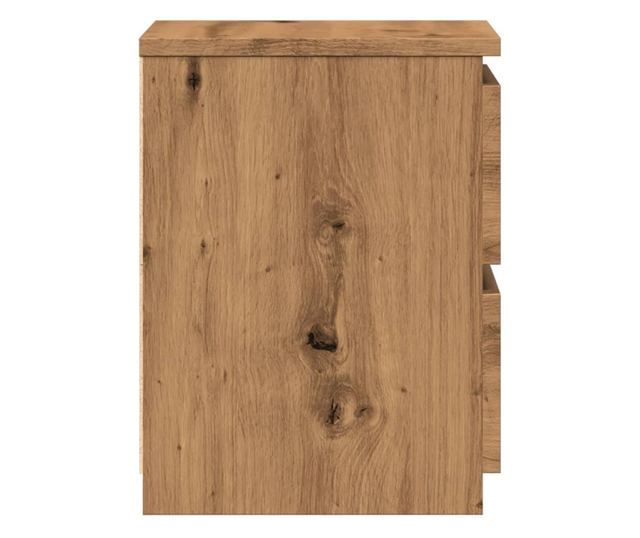 2 db kézműves tölgy színű szerelt fa éjjeliszekrény 30x30x40 cm