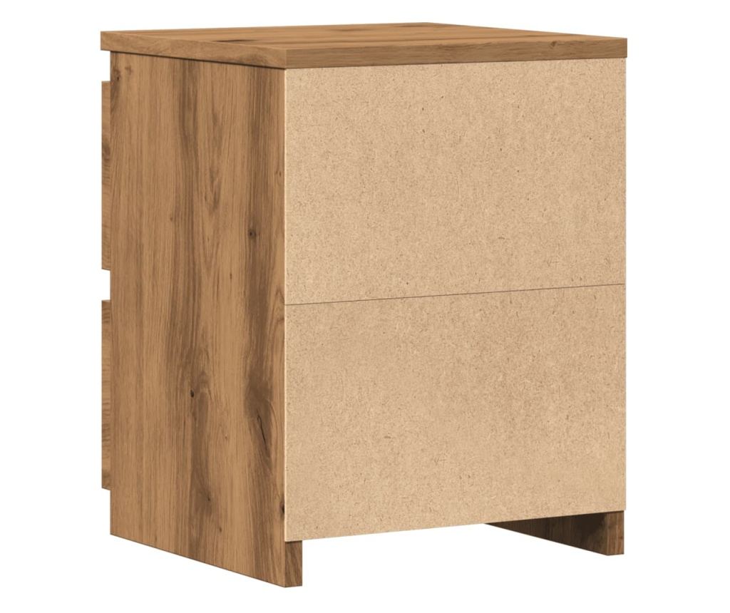 kézműves tölgy színű szerelt fa éjjeliszekrény 30 x 30 x 40 cm - 6