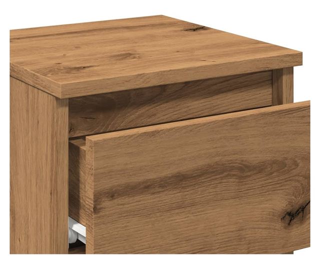 2 db kézműves tölgy színű szerelt fa éjjeliszekrény 30x30x40 cm