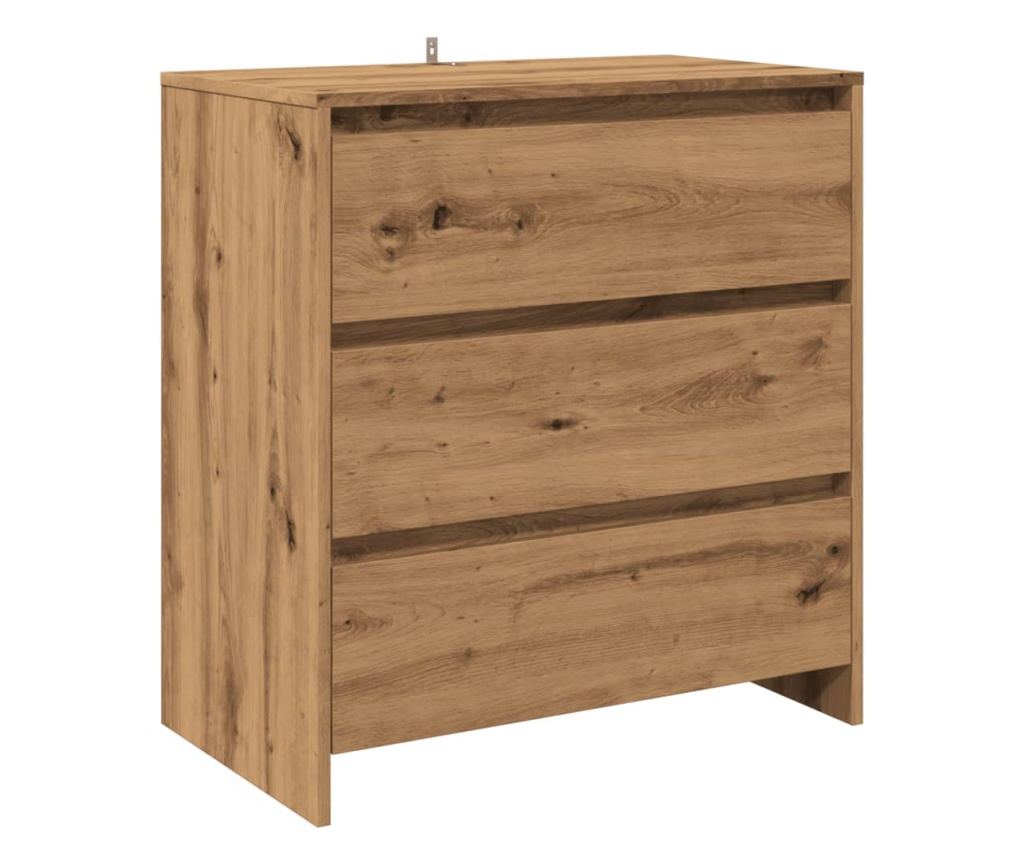 kézműves tölgy színű szerelt fa tálalószekrény 70x41x75 cm - 2