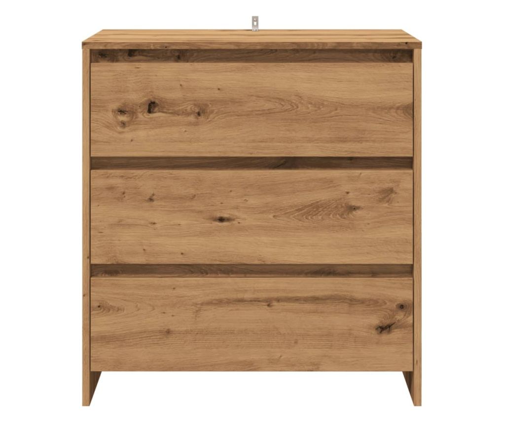 kézműves tölgy színű szerelt fa tálalószekrény 70x41x75 cm - 4