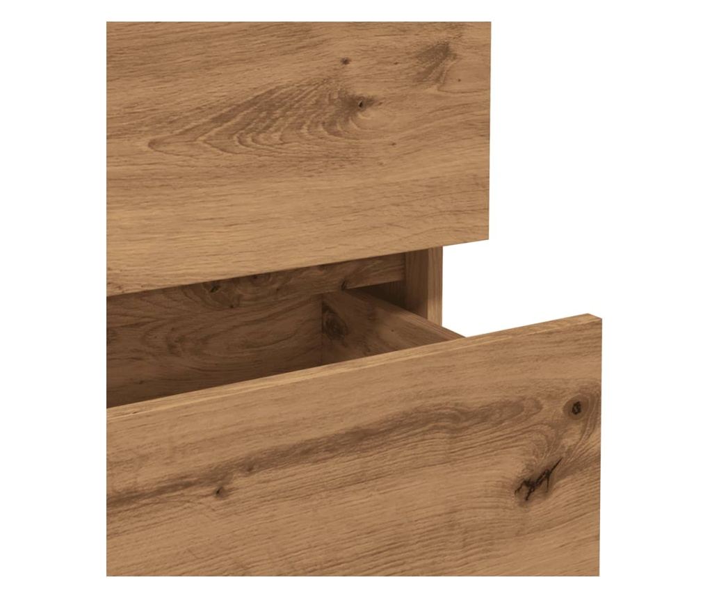 kézműves tölgy színű szerelt fa tálalószekrény 70x41x75 cm - 8