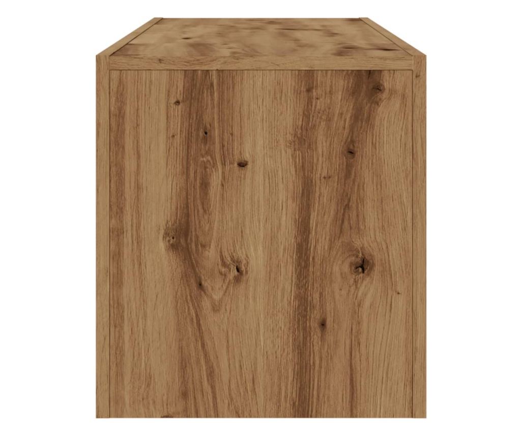 kézműves tölgy szerelt fa TV-szekrény LED-ekkel 120x36,5x40 cm - 8