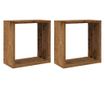 2 db antik fa színű szerelt fa fali kockapolc 30x15x30 cm thumbnail 2