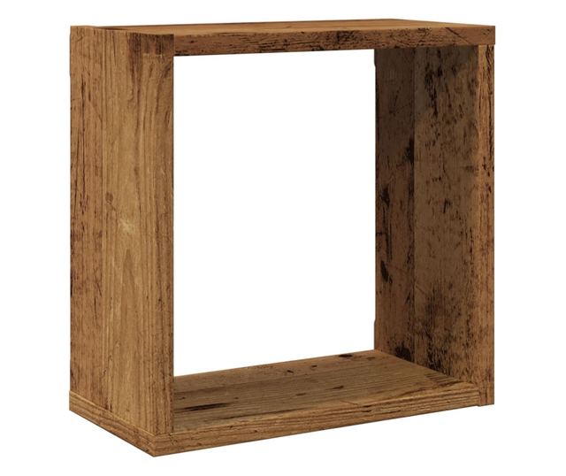 6 db antik fa színű szerelt fa fali kockapolc 30x15x30 cm