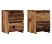 2 db antik fa színű szerelt fa éjjeliszekrény 30 x 30 x 40 cm